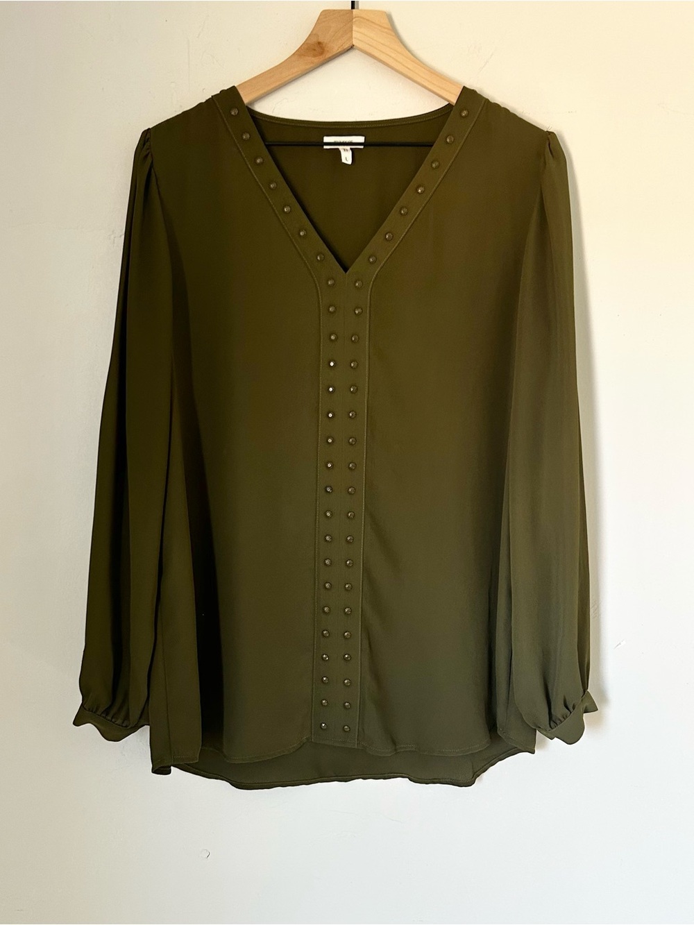 Maurices Women’s Green Olive Studded Popover Blouse